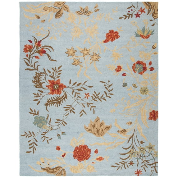 SAFAVIEH Blossom Kelly Floral Flower Wool Runner Rug, Blue/Multi, 2'3" x 11'