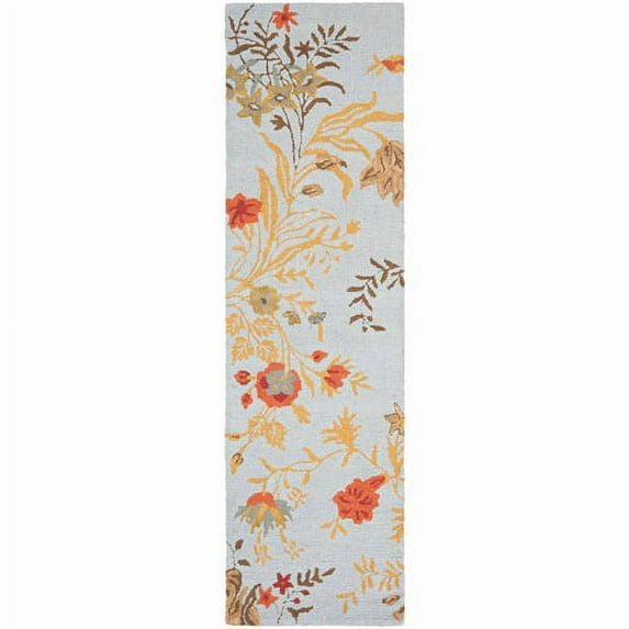 SAFAVIEH Blossom Kelly Floral Flower Wool Runner Rug, Blue/Multi, 2'3" x 8'