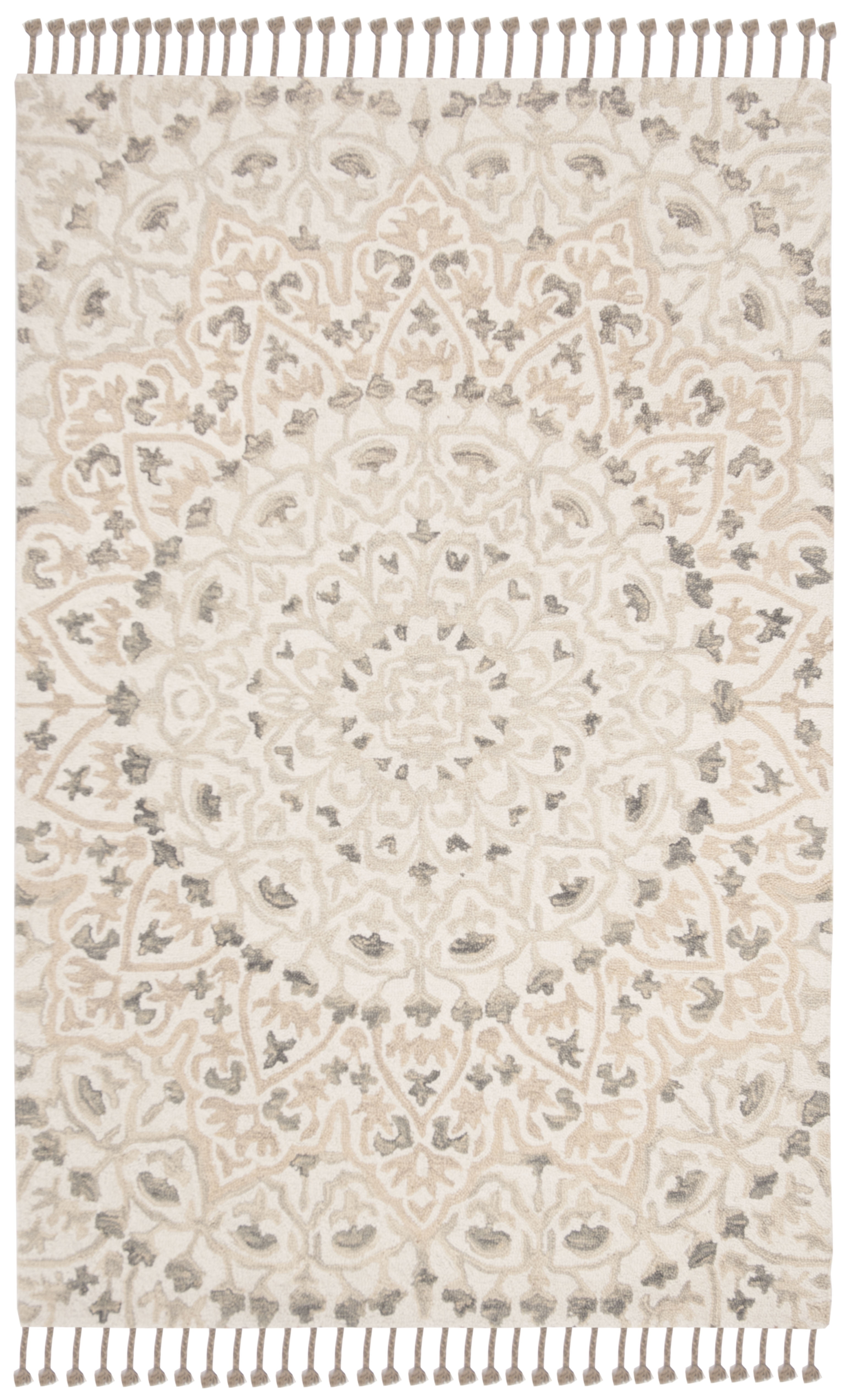 Handmade Ivory Wool Tufted Rectangular Rug 3' x 5'