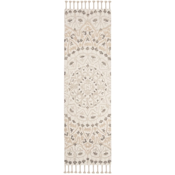 SAFAVIEH Blossom Kelvin Abstract Wool Runner Rug, Ivory/Taupe, 2'3" x 12'
