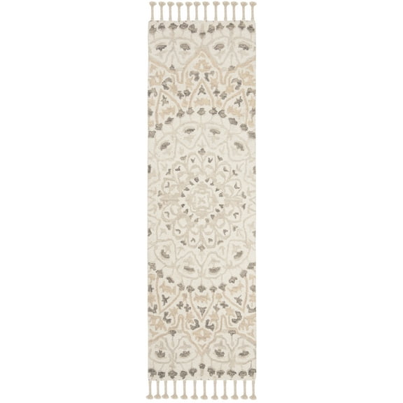 SAFAVIEH Blossom Kelvin Abstract Wool Runner Rug, Ivory/Taupe, 2'3" x 12'