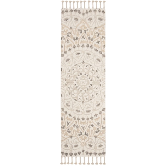 SAFAVIEH Blossom Kelvin Abstract Wool Runner Rug, Ivory/Taupe, 2'3" x 6'