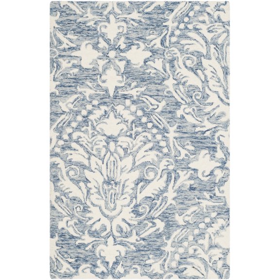 SAFAVIEH Blossom Kestrel Damask Area Rug, Blue/Ivory, 2' x 3'