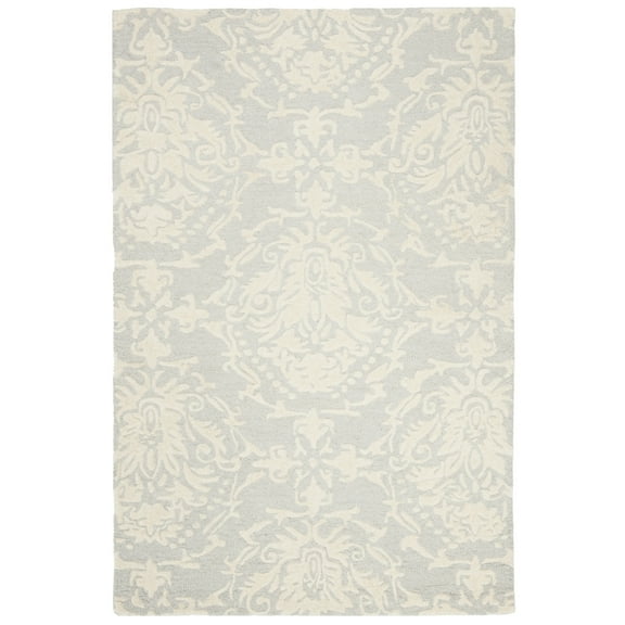 SAFAVIEH Blossom Kestrel Damask Area Rug, Light Grey/Ivory, 3' x 5'