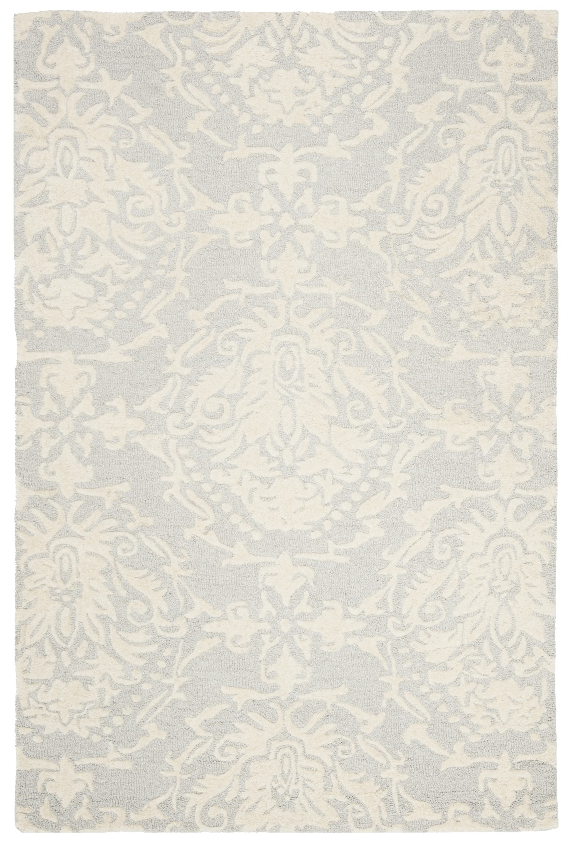 Elegant Floral Essence Hand-Tufted Wool Area Rug - 4' x 6' Grey