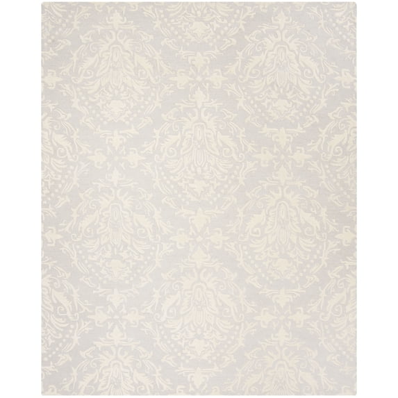 SAFAVIEH Blossom Kestrel Damask Wool Area Rug, Light Grey/Ivory, 8' x 10'