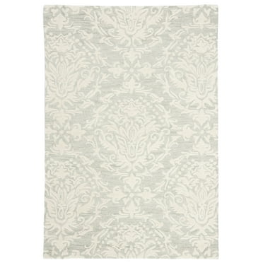 SAFAVIEH Blossom Kestrel Damask Wool Area Rug, Sage/Ivory, 4' x 6'