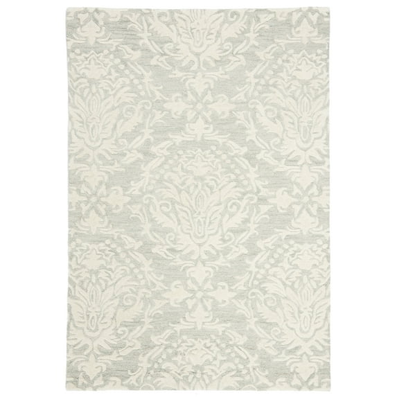 SAFAVIEH Blossom Kestrel Damask Wool Area Rug, Sage/Ivory, 4' x 6'