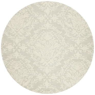 SAFAVIEH Blossom Kestrel Geometric Wool Area Rug, Sage/Ivory, 6' x 6' Round