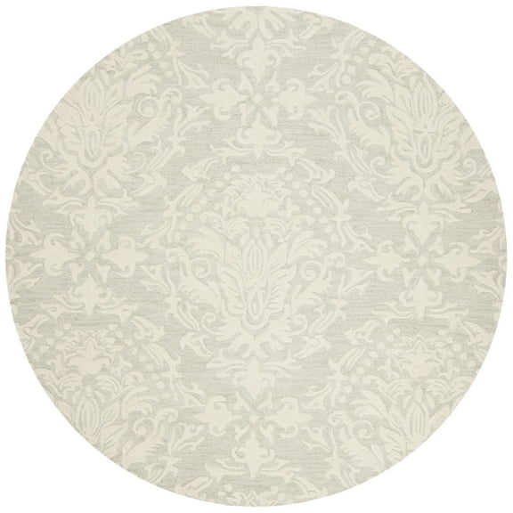 SAFAVIEH Blossom Kestrel Geometric Wool Area Rug, Sage/Ivory, 6' x 6' Round
