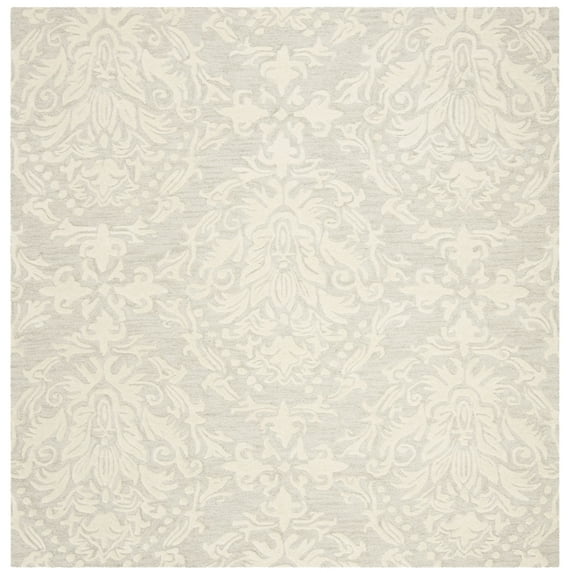 SAFAVIEH Blossom Kestrel Damask Wool Area Rug, Sage/Ivory, 6' x 6' Square