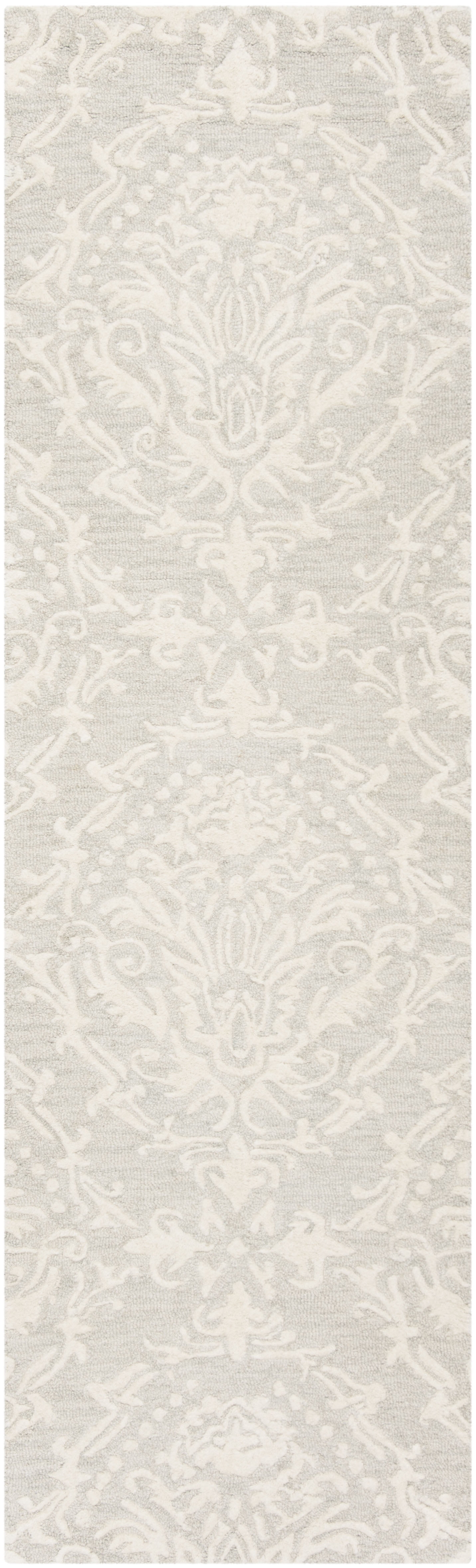 Handmade Sage and Ivory Floral Wool Tufted Runner Rug
