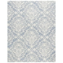 SAFAVIEH Blossom Kestrel Geometric Wool Area Rug, Blue/Ivory, 10' x 14'