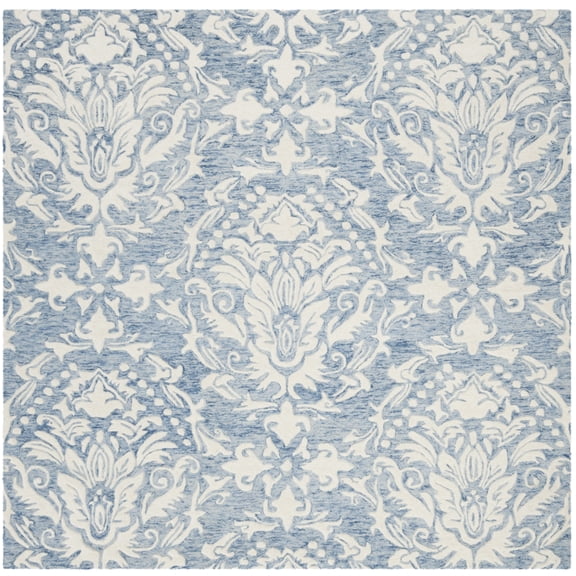 SAFAVIEH Blossom Kestrel Geometric Wool Area Rug, Blue/Ivory, 8' x 8' Square