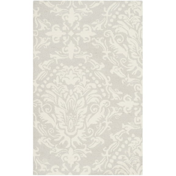 SAFAVIEH Blossom Kestrel Geometric Wool Area Rug, Light Grey/Ivory, 2' x 3'