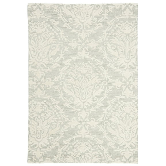 SAFAVIEH Blossom Kestrel Geometric Wool Area Rug, Sage/Ivory, 2'6" x 4'
