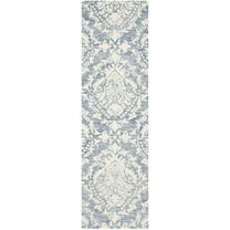 SAFAVIEH Blossom Kestrel Geometric Wool Runner Rug, Blue/Ivory, 2'3" x 10'