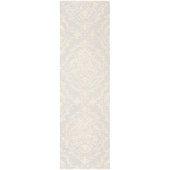 SAFAVIEH Blossom Kestrel Geometric Wool Runner Rug, Light Grey/Ivory, 2'3" x 10'