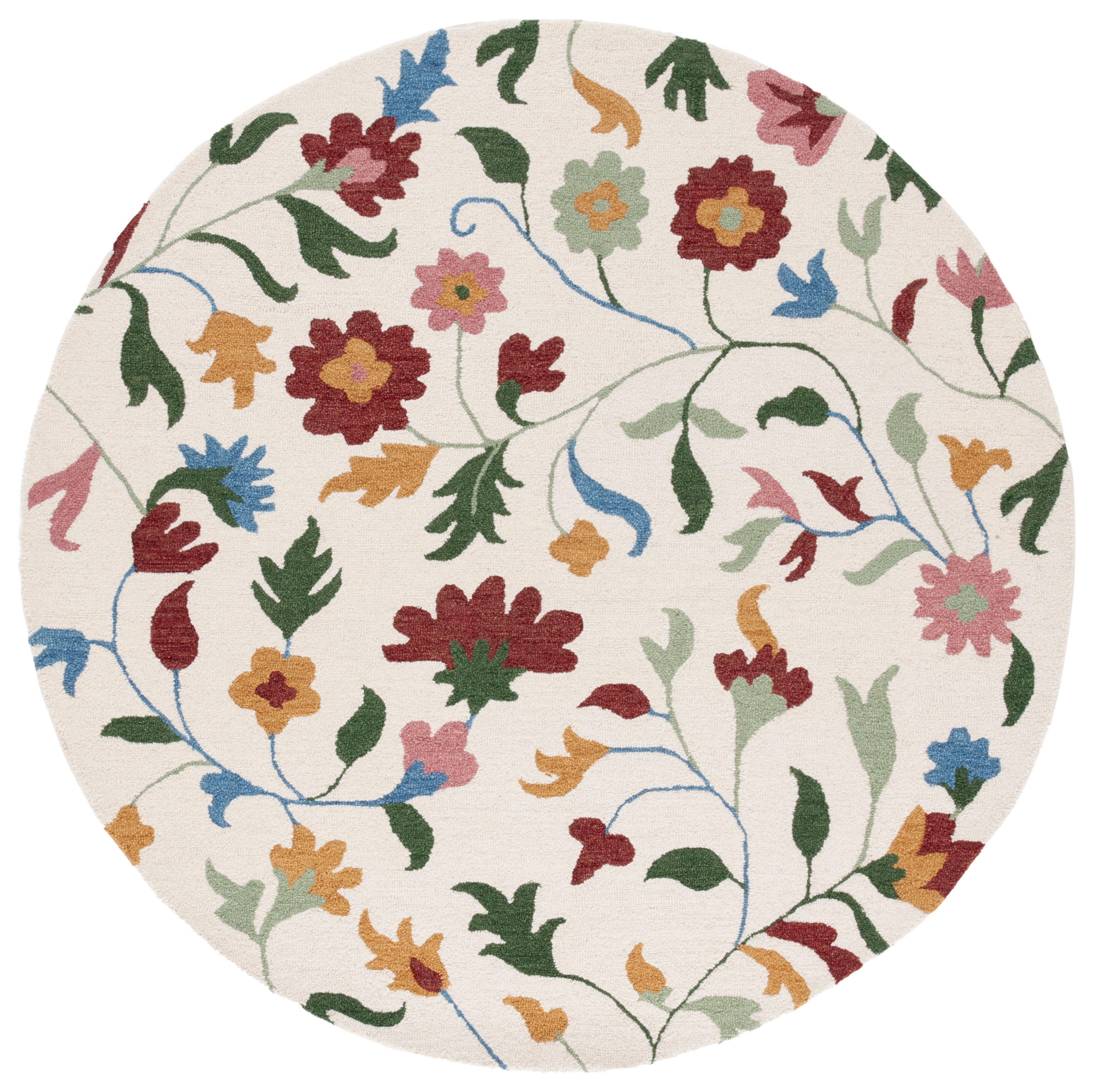 SAFAVIEH Blossom Kieron Floral Area Rug, Ivory/Red, 6' x 6' Round