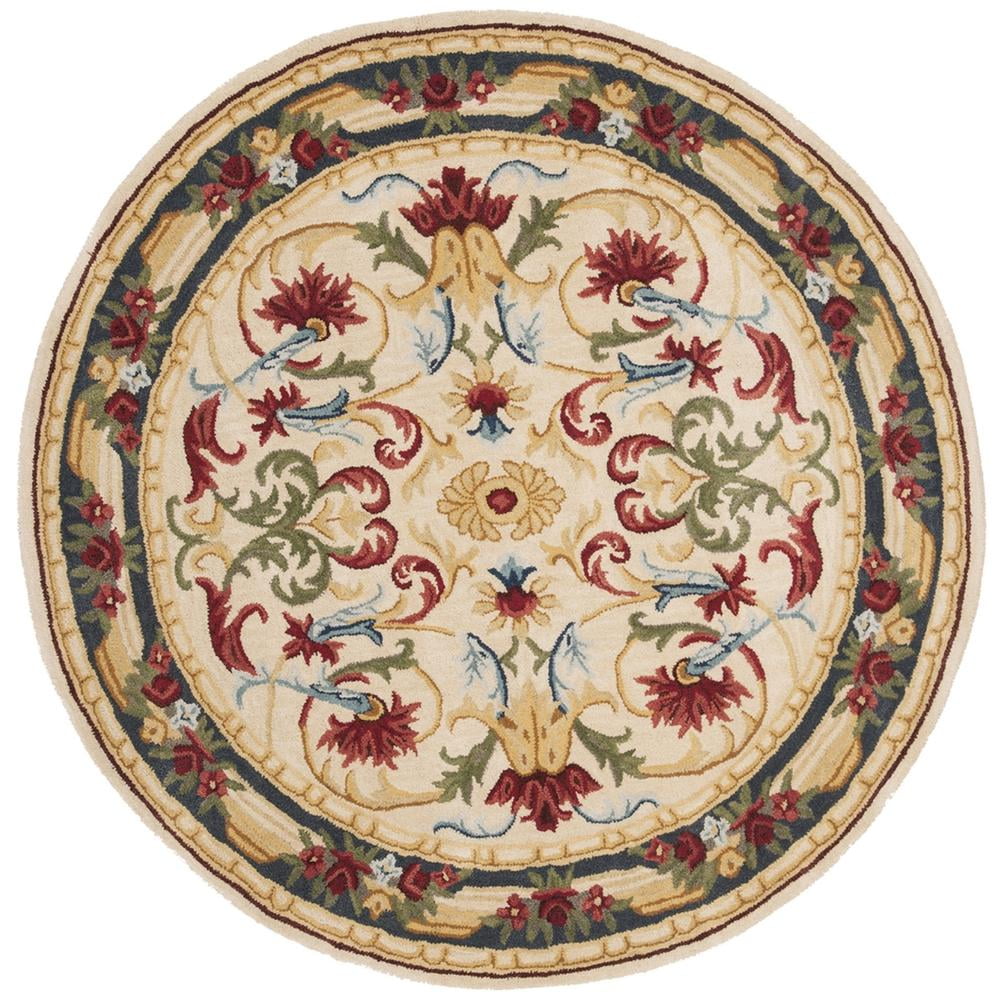 SAFAVIEH Blossom Lakisha Floral Bordered Wool Area Rug, Ivory/Green, 6' x 6' Round