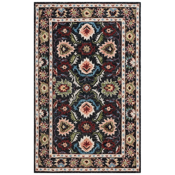 SAFAVIEH Blossom Lars Floral Area Rug, Black/Ivory, 3' x 5'