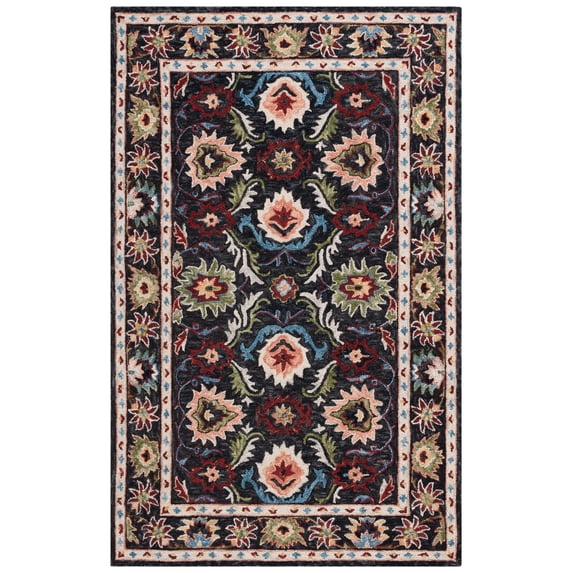 SAFAVIEH Blossom Lars Floral Area Rug, Black/Ivory, 4' x 6'