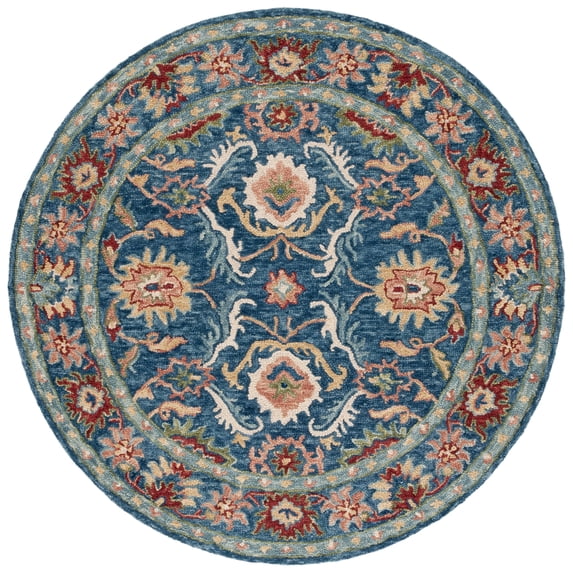 SAFAVIEH Blossom Lars Floral Area Rug, Blue/Green, 6' x 6' Round