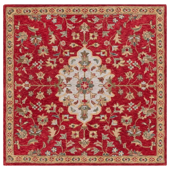 SAFAVIEH Blossom Layla Floral Area Rug, Red/Ivory, 6' x 6' Square