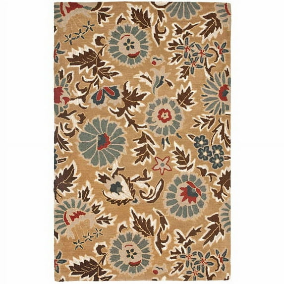 SAFAVIEH Blossom Layla Floral Flowers Wool Area Rug, Beige/Multi, 5' x 8'