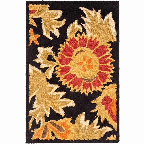 SAFAVIEH Blossom Layla Floral Flowers Wool Area Rug, Black/Multi, 2'6" x 4'
