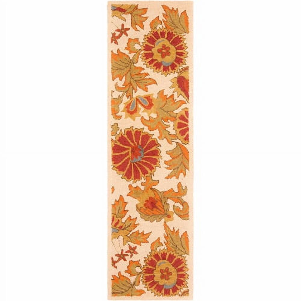 Ivory Multi Wool Hand-knotted Reversible Runner Rug