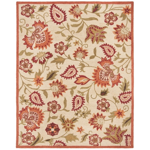 SAFAVIEH Blossom Leah Floral Flowers Wool Area Rug, Beige/Multi, 8' x 10'