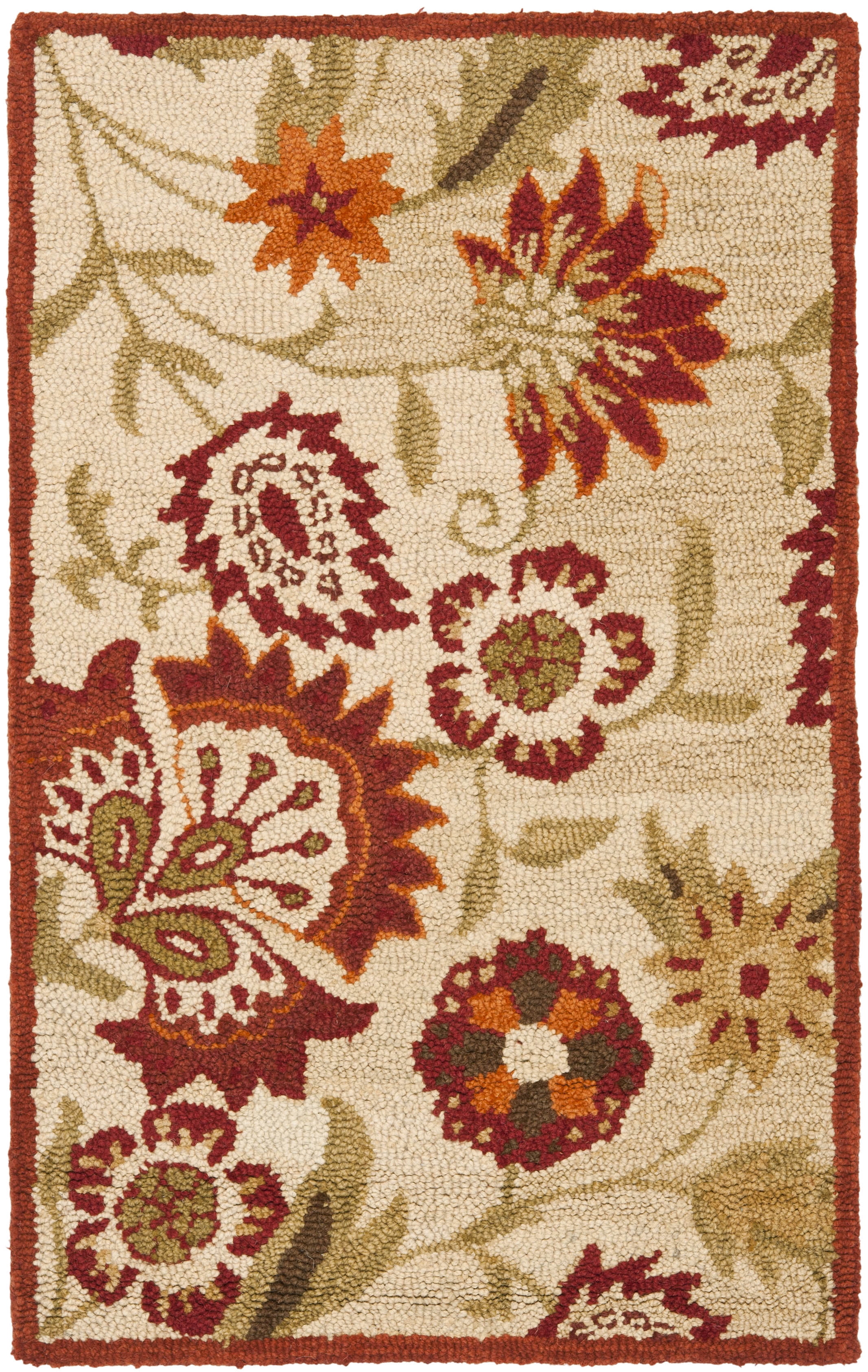 Ivory Floral Elegance Hand-Tufted Wool Runner Rug, 2'6" x 4'