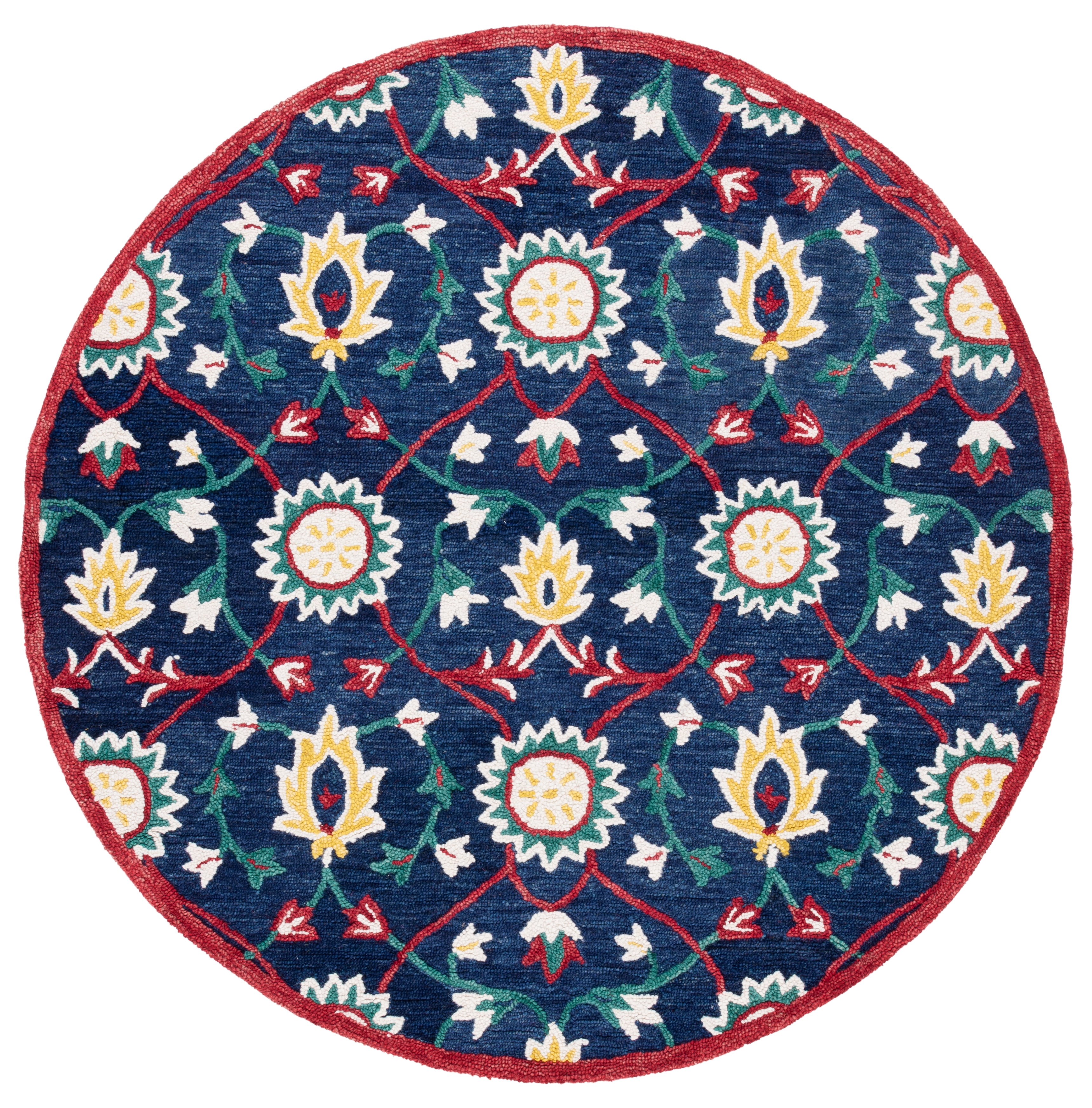 SAFAVIEH Blossom Lecia Floral Area Rug, Navy/Red, 6' x 6' Round