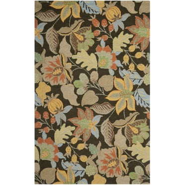 SAFAVIEH Blossom Lena Floral Flowers Wool Area Rug, Black/Multi, 5' x 8'