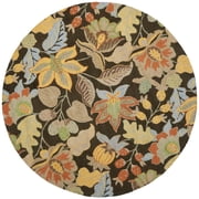 SAFAVIEH Blossom Lena Floral Flowers Wool Area Rug, Black/Multi, 6' x 6' Round