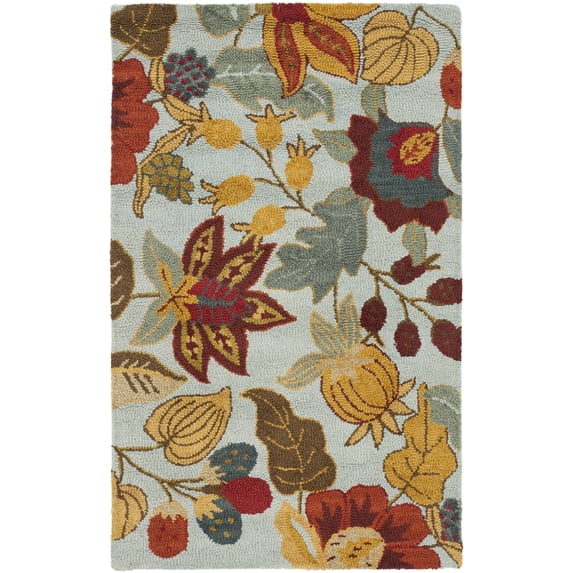 SAFAVIEH Blossom Lena Floral Wool Area Rug, Blue/Multi, 2'6" x 4'
