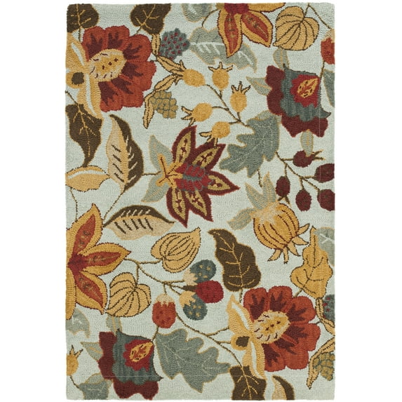SAFAVIEH Blossom Lena Floral Wool Area Rug, Blue/Multi, 4' x 6'