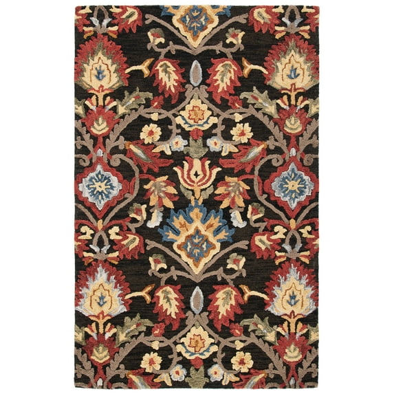 SAFAVIEH Blossom Lennon Floral Wool Area Rug, Charcoal/Multi, 2'3" x 4'
