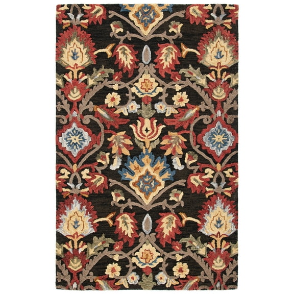 SAFAVIEH Blossom Lennon Floral Wool Area Rug, Charcoal/Multi, 2' x 3'