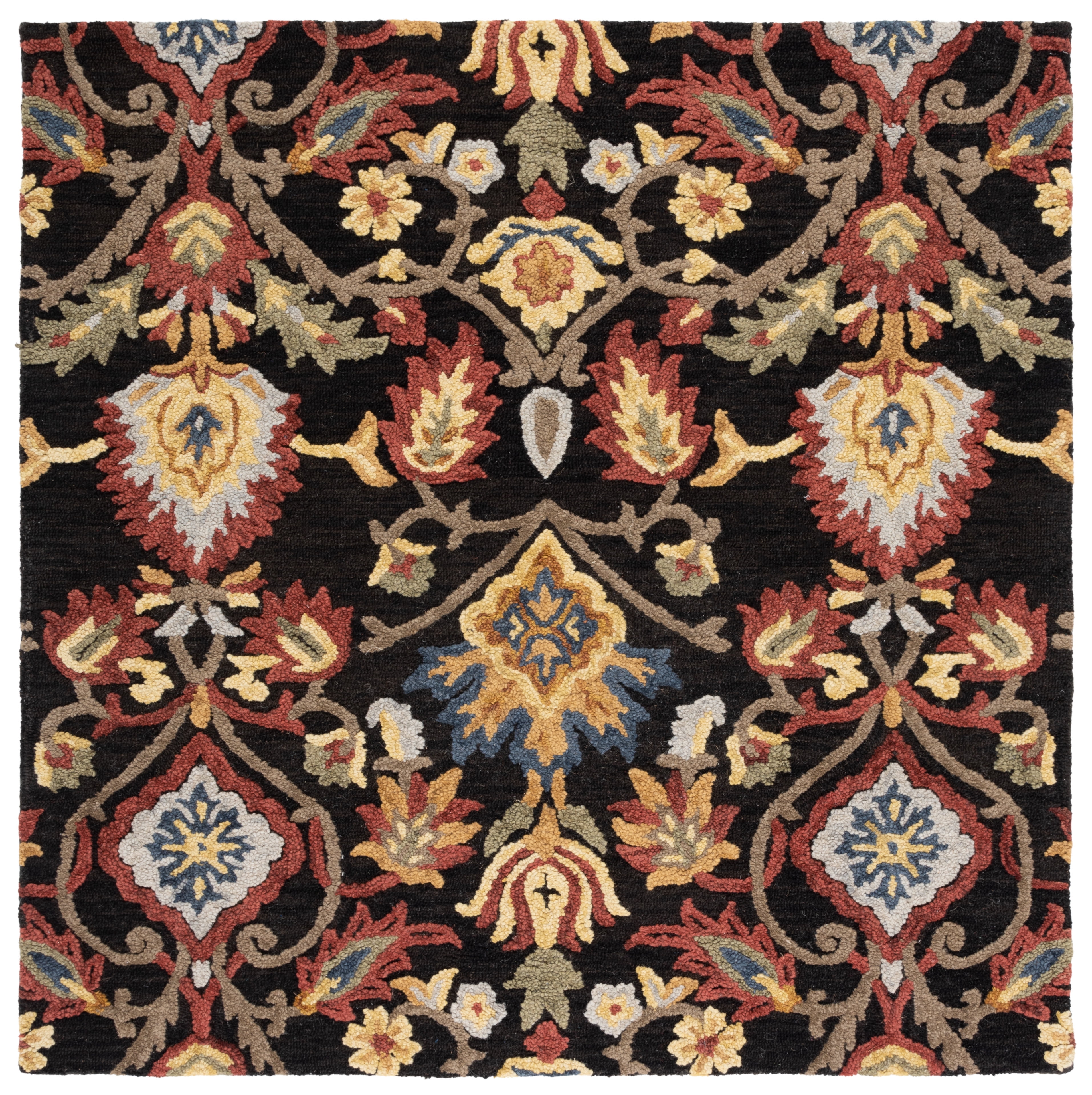 Handmade Charcoal Tufted Wool Square Rug - 6'x6'