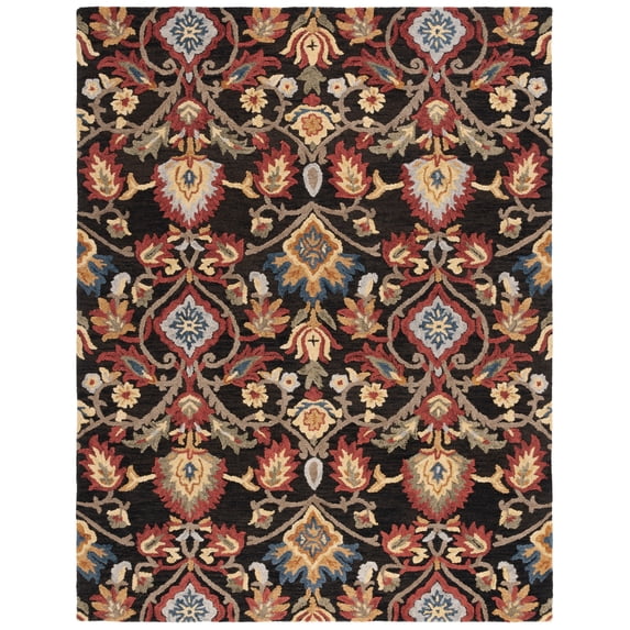 SAFAVIEH Blossom Lennon Floral Wool Area Rug, Charcoal/Multi, 8' x 10'