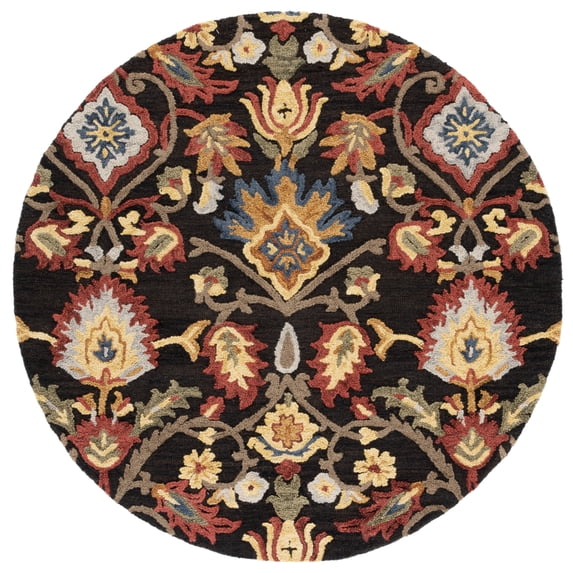 SAFAVIEH Blossom Lennon Floral Wool Area Rug, Charcoal/Multi, 8' x 8' Round
