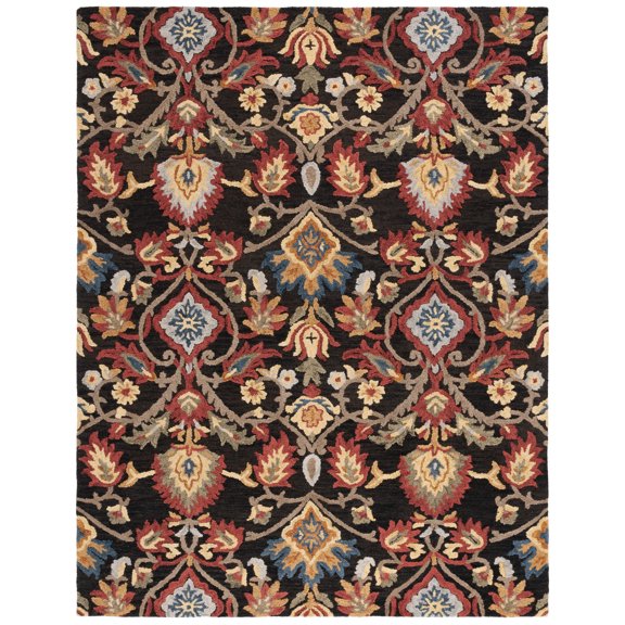 SAFAVIEH Blossom Lennon Floral Wool Area Rug, Charcoal/Multi, 9' x 12'