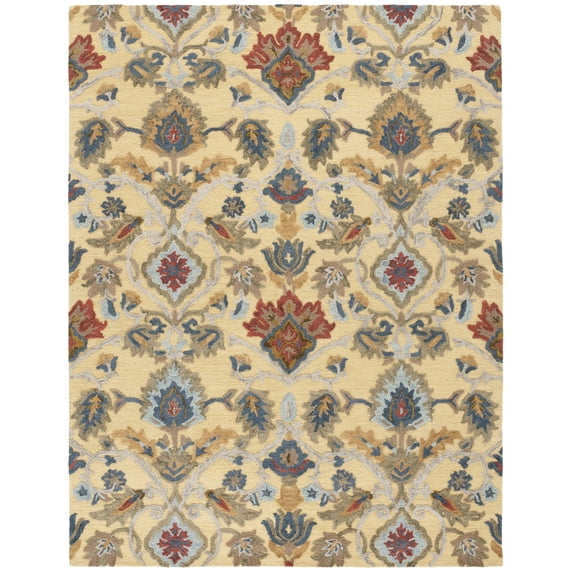 SAFAVIEH Blossom Lennon Floral Wool Area Rug, Gold/Multi, 11' x 15'