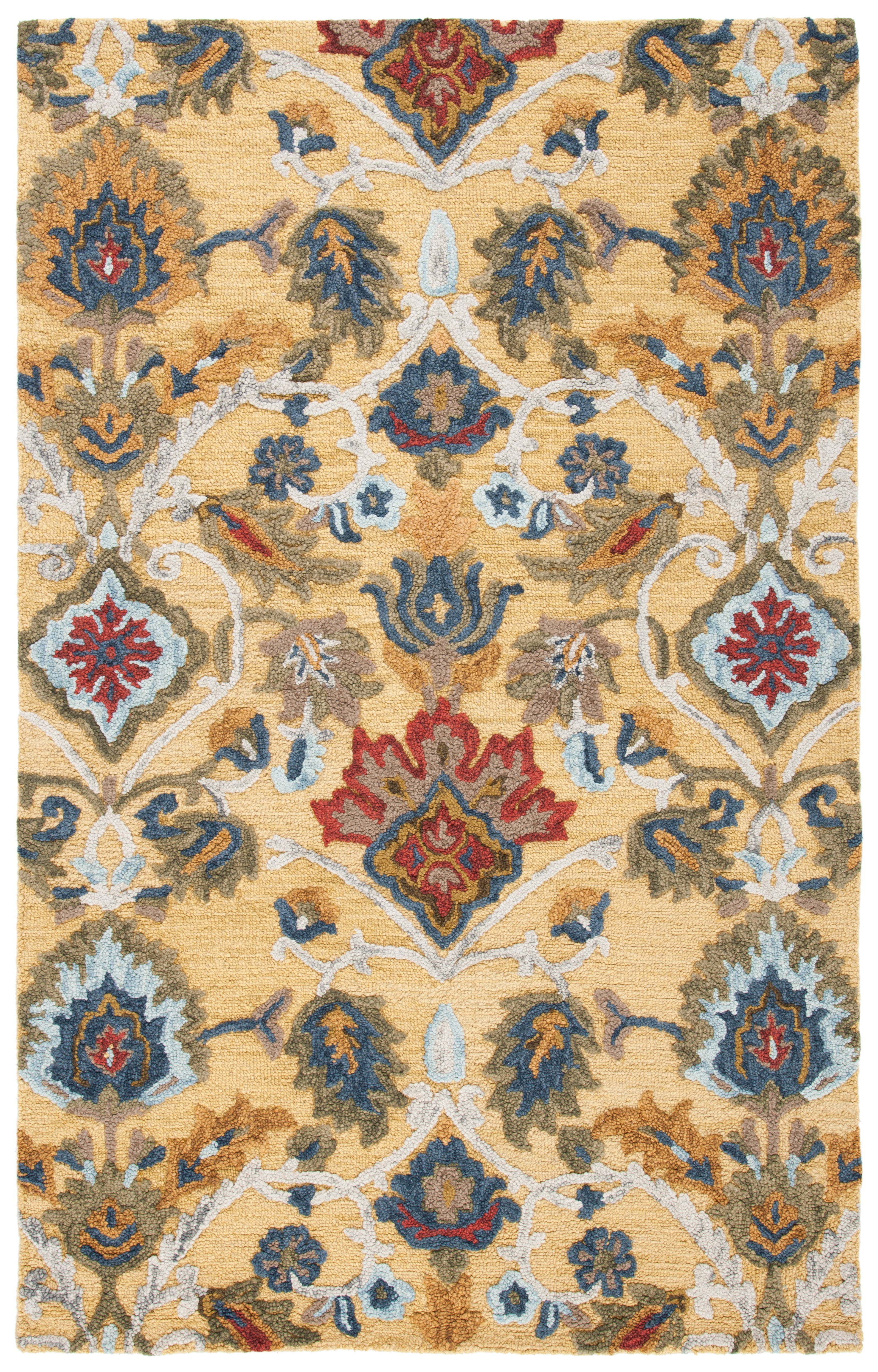 SAFAVIEH Blossom Lennon Floral Wool Area Rug, Gold/Multi, 2'3" x 4'
