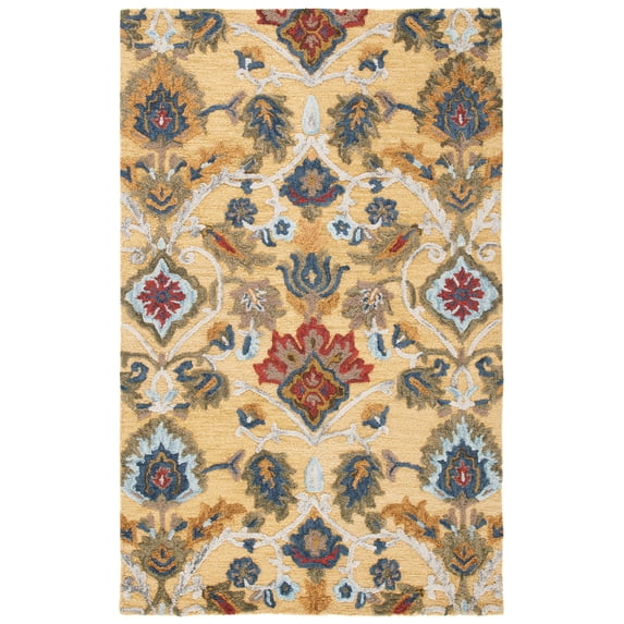 SAFAVIEH Blossom Lennon Floral Wool Area Rug, Gold/Multi, 2'3" x 4'