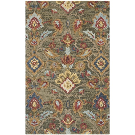 SAFAVIEH Blossom Lennon Floral Wool Area Rug, Green/Multi, 6' x 9'