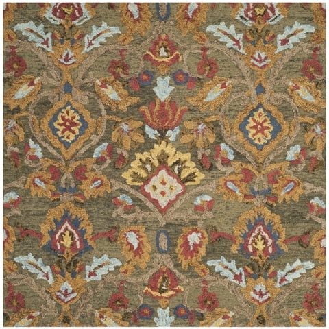 SAFAVIEH Blossom Lennon Floral Wool Area Rug, Green/Multi, 8' x 8' Square