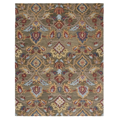 SAFAVIEH Blossom Lennon Floral Wool Area Rug, Green/Multi, 9' x 12'